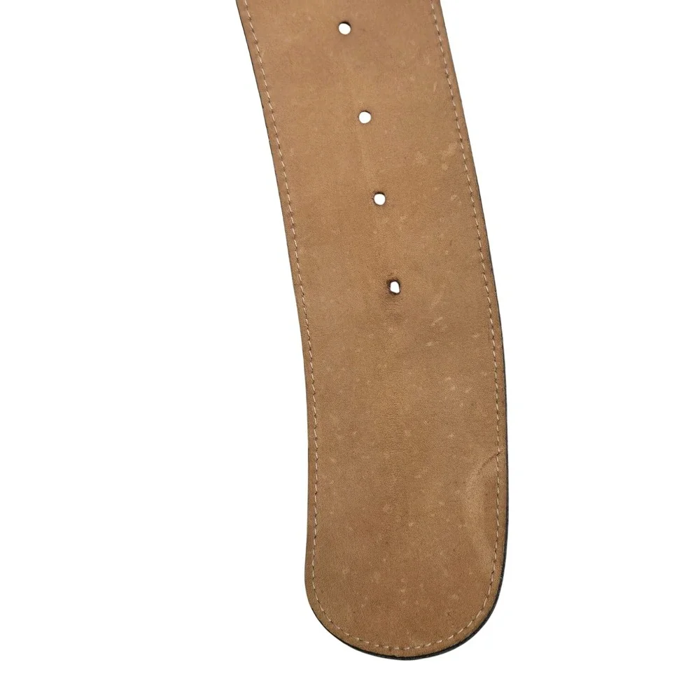 Streets Ahead Women's Brown Croc Embossed Leather Belt Gold Scroll Buckle Medium